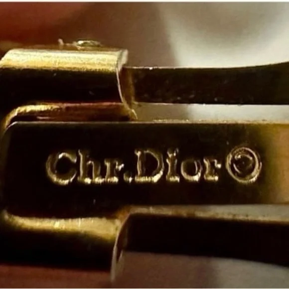 Vintage Christian Dior Gold Tone Rhinestone Clip - Picture 2 of 9